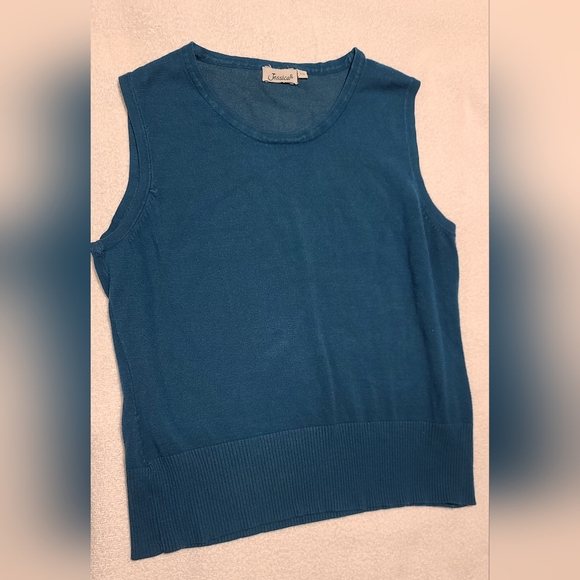 JESSICA Teal Blue V-Neck Sweater Vest Size L - Picture 2 of 8